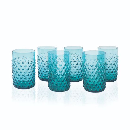 Imagen de Aquamarine hobnail tumbler set de 6
