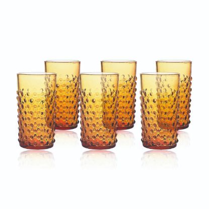Imagen de Amber hobnail tumbler set de 6