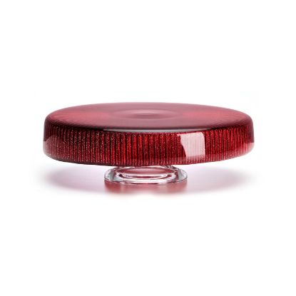 Imagen de NOEL SCALLOPPED GLASS CAKESTAND CM 26 RED GLITTER 