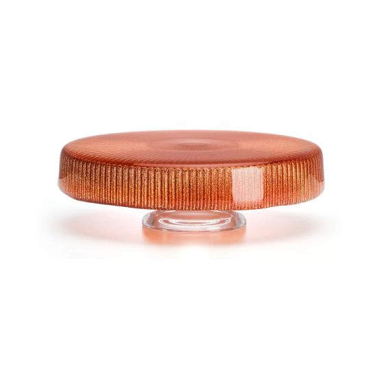 Imagen de NOEL SCALLOPPED GLASS CAKESTAND CM 26 ORANGE GLITT