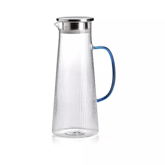 Imagen de NARCISO BOROSILICATE GLASS PLEATED JUG WITH STEEL 