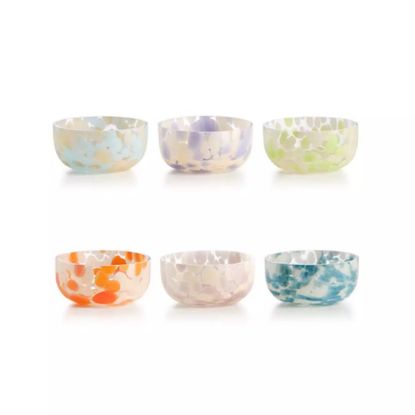 Imagen de ANTIGUA SET 6 GLASS CUPS WTH DIFFERENT COLORS DROP
